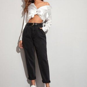SHEIN Highest Rise Mom Jeans Without Belt